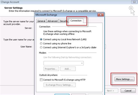 outlook anywhere settings.